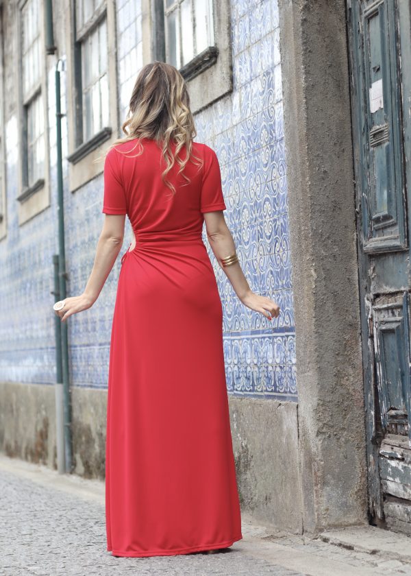 VESTIDO COM RECORTES VERMELHO - Image 3