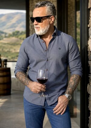 CAMISA INDIGO FANTASIA SLIM FIT