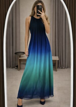 VESTIDO LONGO SEM MANGAS ESTAMPADO