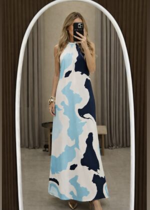 VESTIDO COMPRIDO MARINE COST AZUL