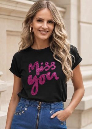 T SHIRT MISS YOU VELUDO